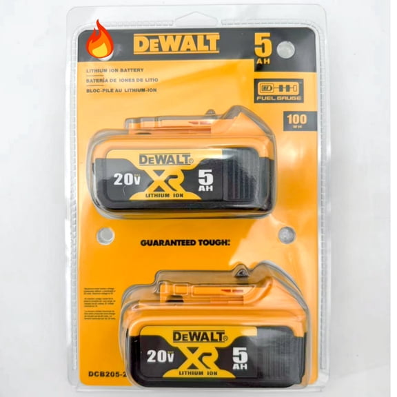 DCB205 DEWAL𝗧 20V MAX 5.0Ah Lithium-Ion Battery (DCB205-2 Pack)