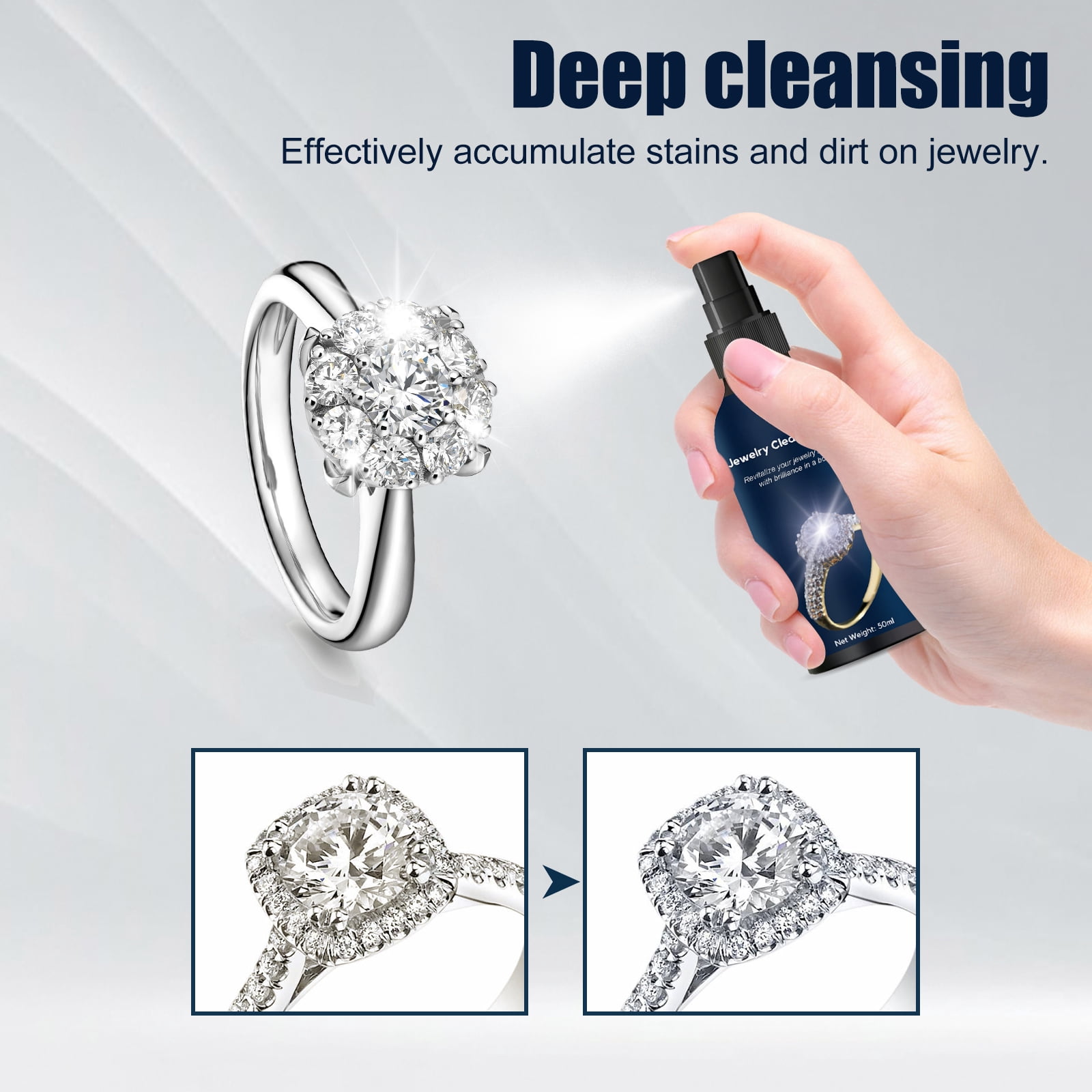 Alvantor Anti-Tarnish Jewelry Cleaner Spray for Gold and Silver, Restores Shine, 1.69 fl oz