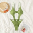 thumbnail image 2 of REORIAFEE Women's One Piece Bathing Suit One Piece Swimsuit Tropical Swimwear One Piece Swimsuit Bikini Beach Lace up Swimsuit Green M, 2 of 6