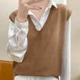 thumbnail image 2 of Sweater Vest for Women V Neck Sleeveless Knit Solid Pullover Tops Gold M, 2 of 3