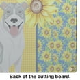thumbnail image 5 of Summer Sunflowers Blue Brindle Pit Bull Terrier Glass Cutting Board Large 12 in x 15 in, 5 of 5