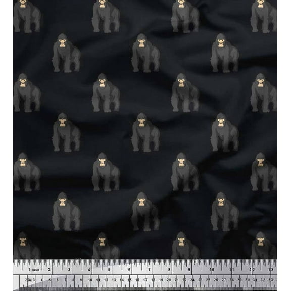 Soimoi Cotton Duck Fabric Gorilla Animal Printed Fabric 1 Yard 42 Inch Wide