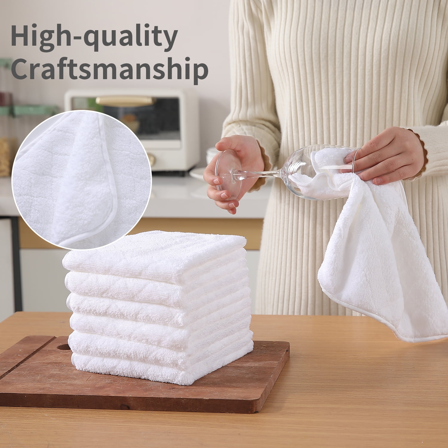 Jessy Home 24 Pack White Washcloths for Bathroom 13x13 Inch Ultra Soft Hand Face Towels