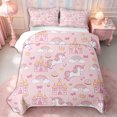 thumbnail image 2 of Manfei Cartoon Unicorn Twin Quilt Set 2 Pieces,Cute Princess Castle Twin Coverlet Set,1 Bedspread and 1 Pillowcase, 2 of 7