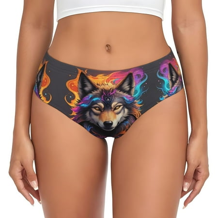Womens Underwear - Colorful Wolf Head No Show Seamless Underwear for Women  Kawaii Soft Stretch Women s Panties  Hipster Ladies Panties Bikini Underwear Briefs