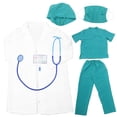 thumbnail image 1 of 1 Set Kids Doctor Costume Surgical Doctor Suit Uniform With Stethoscope Prop (suitable 140cm Height), 1 of 2