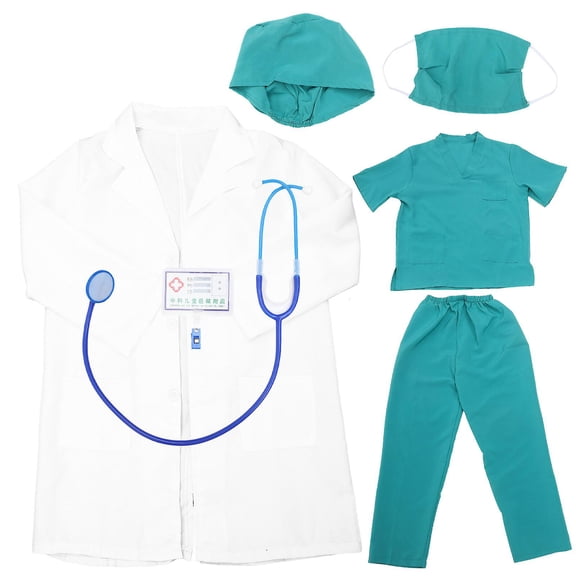 1 Set Kids Doctor Costume Surgical Doctor Suit Uniform With Stethoscope Prop (suitable 140cm Height)