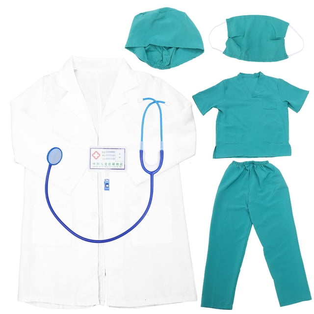 1 Set Kids Doctor Costume Surgical Doctor Suit Uniform With Stethoscope Prop (suitable 140cm Height)