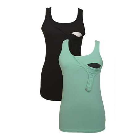 

100% Premium Cotton - Women Nursing Maternity Tank Top 2 Piece Set