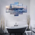 thumbnail image 2 of Canvas Wall Art Navy Blue Decor Battleship in The WWII Paintings Boat Ship Pictures 5 Piece Premium Quality Prints Artwork House Decorations Framed Stretched Ready to Hang, 60" Wx40 H, 2 of 6