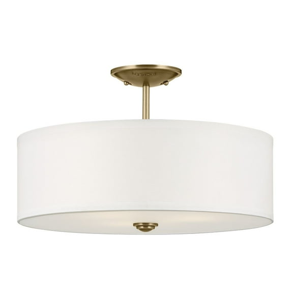 43692NBR Kichler Lighting Shailene - 3 Light Semi-Flush Mount - 18 inches wide-Natural Brass Finish