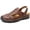Brown, variant on Men's Leather Closed Toe Sandals, Adjustable Slingback Casual Outdoor Walking Shoes, Breathable Summer Fisherman Sandals with Handmade Woven Stitching & Non-Slip Rubber Sole