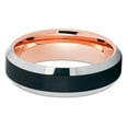 thumbnail image 2 of 6mm Rose Gold Tungsten Carbide Wedding Ring Black Brushed Finish Silver Polished Edge Unisex Band, 2 of 3
