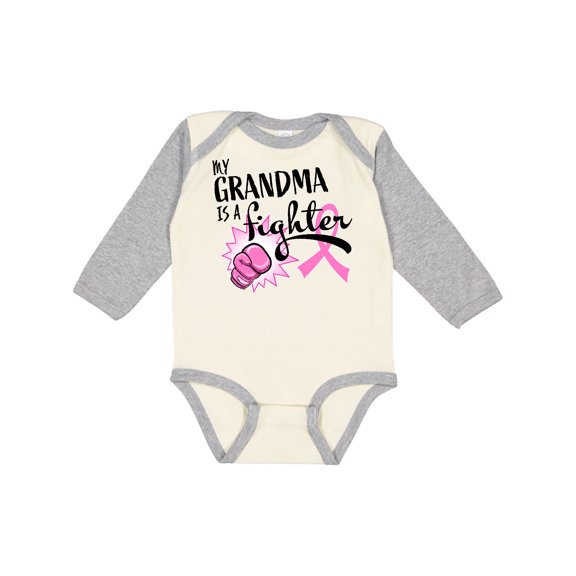 Inktastic My Grandma is a Fighter Breast Cancer Awareness Boys or Girls Long Sleeve Baby Bodysuit