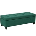 thumbnail image 1 of HOMCOM Linen Fabric Wood Feet Entry Bench, Contemporary Home Decor Dark Green, 1 of 10