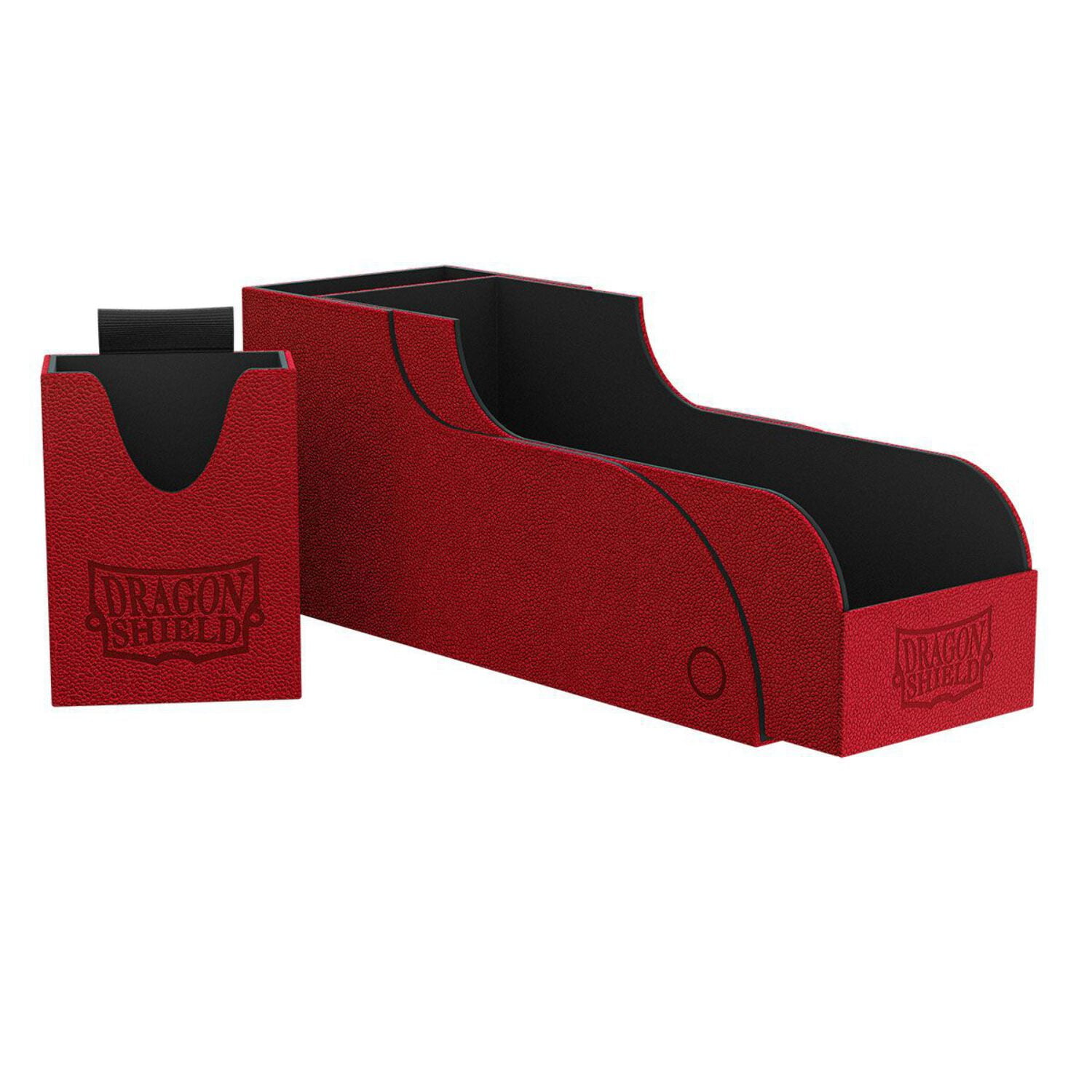 Dragon Shield Nest 300+ Plus Red & Black Durable Magnetic Leather Deck & Dice Box Case Protector