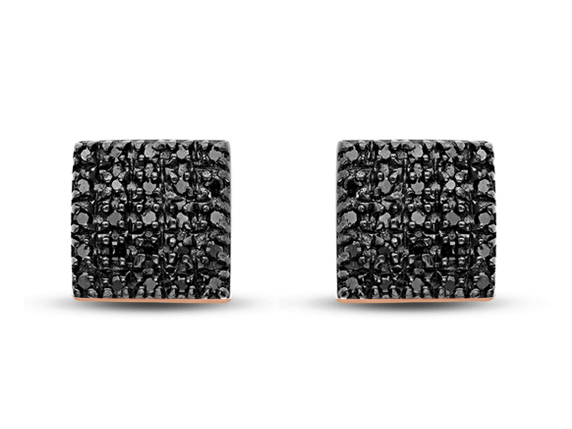 Square Criss Cross Black diamond Stud Earring In 14K White Gold |  Fascinating Diamonds