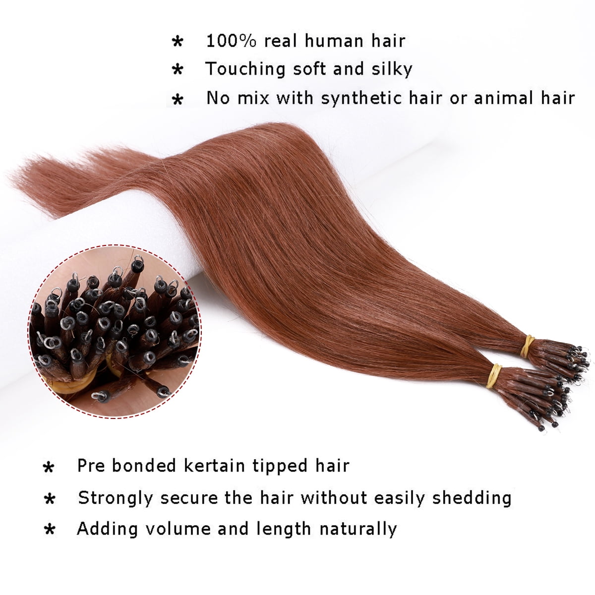 SEGO 100% Remy Human Hair Extensions Micro Loop Hair Extension Nano Micro Bead Ring Thick Hair Piece Clearance