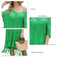 thumbnail image 3 of Vestido de traje de baño de punto con borlas y dobladillo calado con cuello en V para mujer, 3 of 6