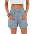 thumbnail image 3 of Women'S Shorts Casual Summer Shorts High Waisted Comfy Pull on Shorts with Pockets Blue M, 3 of 9