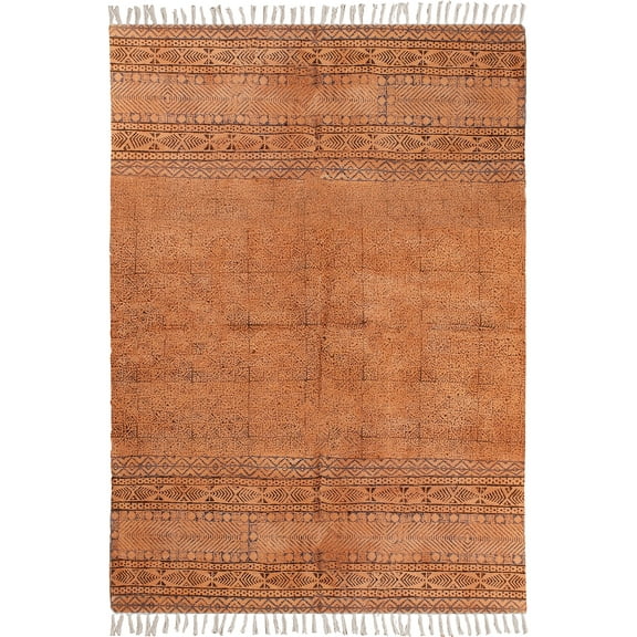 Casavani Brown Home Decor Carpet Pure Cotton Dhurrie Traditional Kilim 2x3 Feet