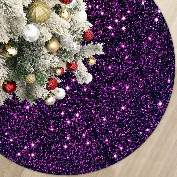 Falda de árbol de Navidad MODFUNS con lentejuelas moradas y terciopelo de 46 pulgadas