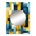 thumbnail image 2 of Designart "Harmony In Yellow And Blue Geometric Blocks" Geometric Mirror Wall Decor - Modern Green Geometric Hallway Wall Mirror Art - 32" x 24" Inch, 2 of 5