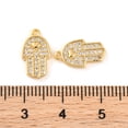 thumbnail image 3 of Brass Micro Pave Clear Cubic Zirconia Pendants Hamsa Hand Real 18K golden Plated 13.3x7.8x1.8mm Hole: 0.9mm, 3 of 3