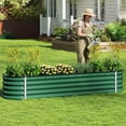 thumbnail image 3 of Dextrus Outdoor Raised Garden Bed Kit, Large Galvanized Metal Patio Planter Box with Safety Rubber and Gloves,Ideal for Plants Vegetables Flowers - 8 x 2 x 1.4ft ,Green, 3 of 8