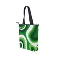 thumbnail image 3 of Zipper canvas bag large capacity large size practical handbag durable Canvas with leather material Deep Green Thick Lines, 3 of 7