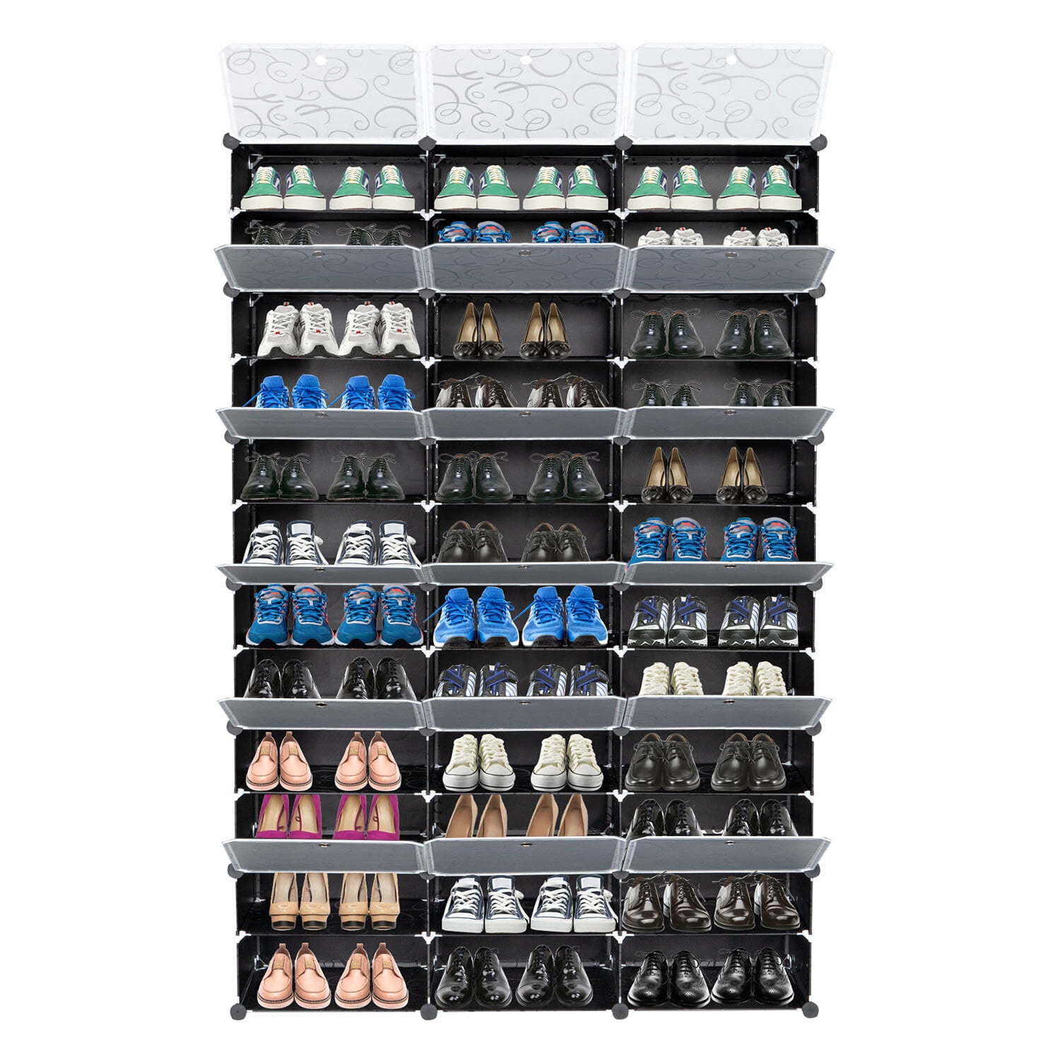 Oufan Portable Shoe Rack Organizer, 72 Pairs Covered Shoe Rack Shoe Organizer for Closet Entryway 12-Tier Shoe Storage Cabinet Space Saver Closed Shoe Organizer Cabinet with Doors