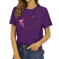 thumbnail image 2 of Chemises de la Saint-Valentin pour Femmes Col Rond Manches Courtes Mode Imprimé Cœur T-Shirt Ample Léger Confortable Blouses Douces Vêtements de Vacances Violet m, 2 of 4