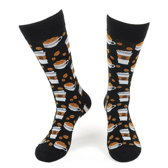 Urban-Peacock Men's Novelty Fun Crew Socks - Coffee Cups - Black, 1 Pair