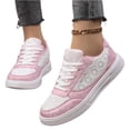 thumbnail image 3 of Lace Mesh Skate Shoes, Breathable Sneakers, Low-Top Athletic Shoes Casual Sneakers–Lightweight Non-Slip Athletic Footwear for Running, Walking, and Training, Spring Summer, Women Shoes, Pink 6, 3 of 5