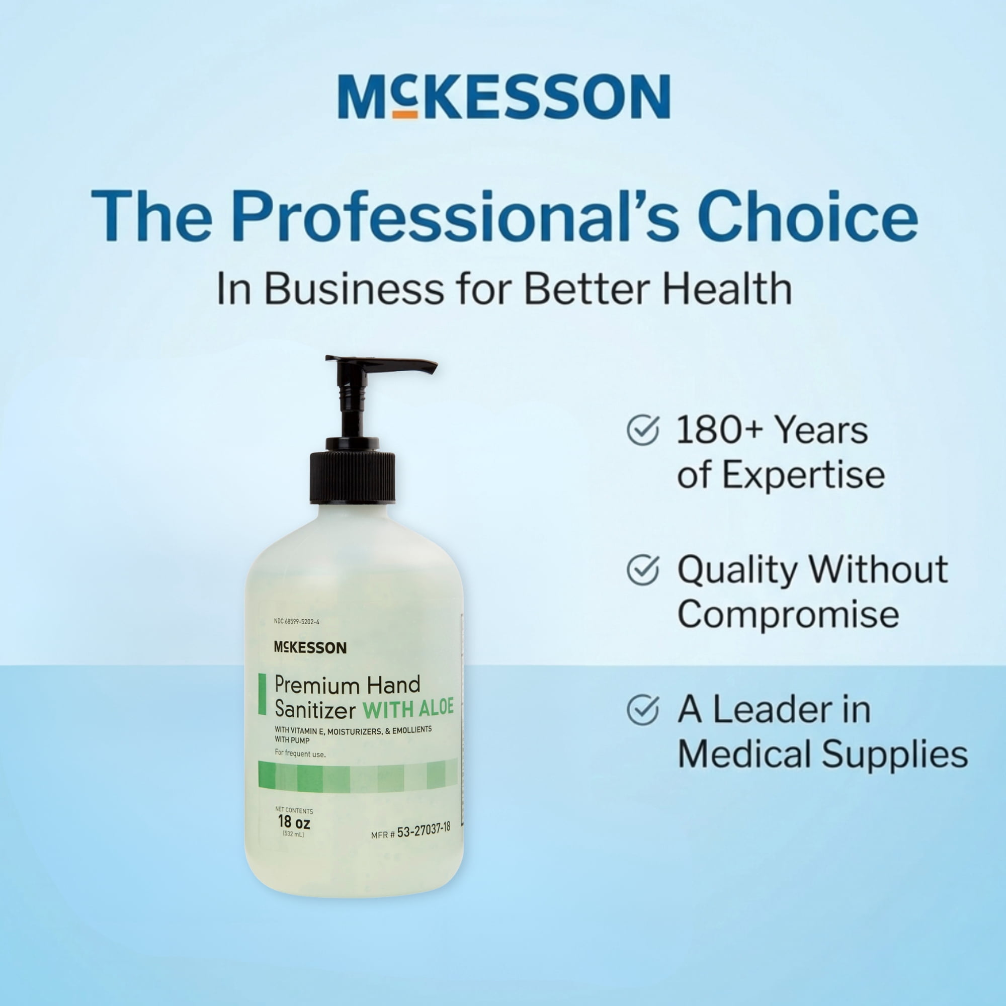 McKesson Hand Sanitizer Gel, 18 oz, with Aloe and Spring Water