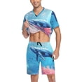 thumbnail image 3 of joogoo Men's Pajama Set A Whale under Sea V-Neck Pj Shorts Set 2 Piece Loungewear Sleepwear M, 3 of 7