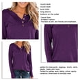thumbnail image 3 of Blusa morada de manga larga con cuello redondo y botones: túnica informal holgada para mujer, talla L, 3 of 4