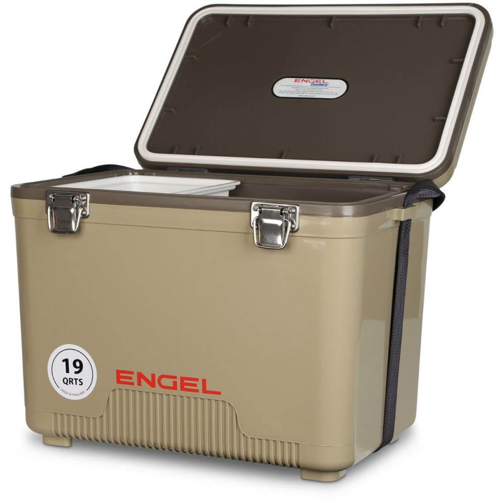 Engel 19 Quart Fishing Live Bait Dry Box Ice Cooler with Shoulder Strap