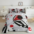 thumbnail image 3 of jejeloiu Abstract Geometric Bedding Comforter Set,Geometric Circle Dot Twin Comforter Sets,Red Black Gray Bedding Set For Men Women,Breathable Home Decor Reversible,2pcs, 3 of 8