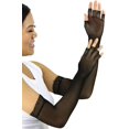 thumbnail image 4 of ToBeInStyle Womens Fishnet Lace Trim Full Arm Length Novelty Gloves Arm Warmers - Black, 4 of 6