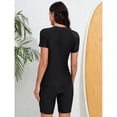 thumbnail image 2 of SWSMCLT Women's One Piece Zipper Rash Guard Swimsuit Swimming Scuba Rashguard Modest Swimwear Full Zip Up Short Sleeve Bathing Suit Beach Boyleg Shorts Padded Surfing Lap White Black 12, 2 of 5