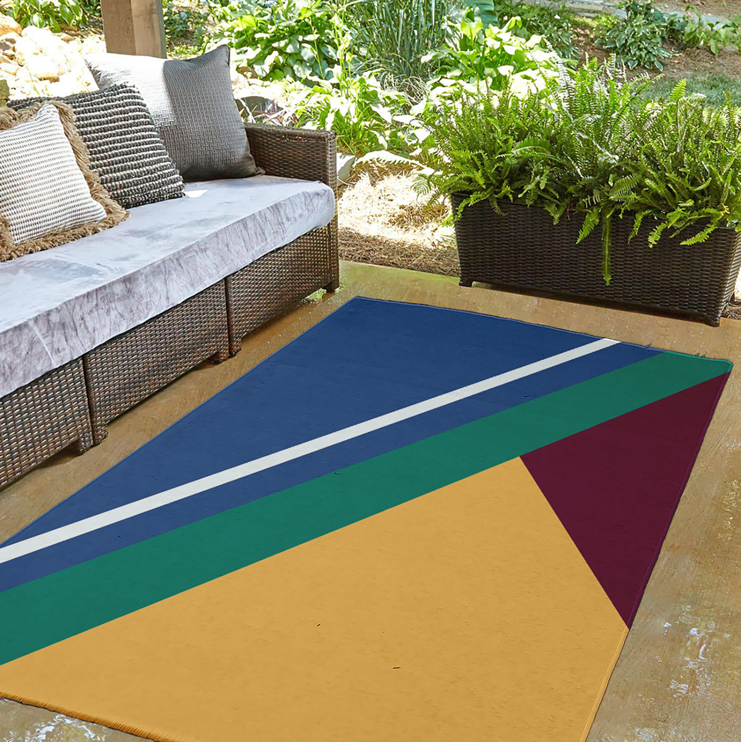 3' x 5' Simply Daisy Bold Shapes Modern & Contemporary Chenille Area Rug, Nautical Navy