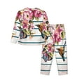 thumbnail image 2 of Uemuo Bird and Floral Pattern Womens Pajama Sets,PJ Set for Women,Pajamas for Women Logo,Long Sleeve Pajama Set for Women,Soft Long Sleeve Top With Pants-Small, 2 of 9