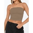 thumbnail image 6 of Women'S Tube Tops Strapless Crop Tops Basic Backless Sleeveless Going Out Outfits Summer Clothes Camel Color M, 6 of 8