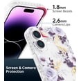 thumbnail image 4 of Case for iPhone 16 Case with Purple Hibiscus and Rose Floral Design, Cute Clear Flower Phone Cover for Women Girls, [Non Yellowing] Slim Shockproof Bumper with Gold Accents, 4 of 5