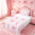 thumbnail image 5 of meiyoeat Cute Coquette Bow Twin Sheets For Kids,Pink Bowknot Initial Letter K Bedding,3-Piece, 5 of 6