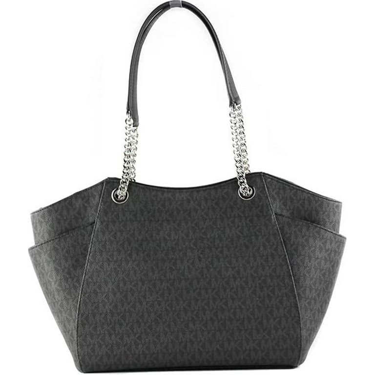 Michael Kors Jet Set Travel Large Tote Bag, PVC and Leather, Black