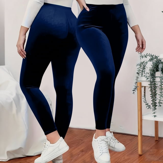 Karight Women's High Waist Velvet Elastic Leggings Velvet Warm Yoga Pants Buttery Soft Velour Leggings