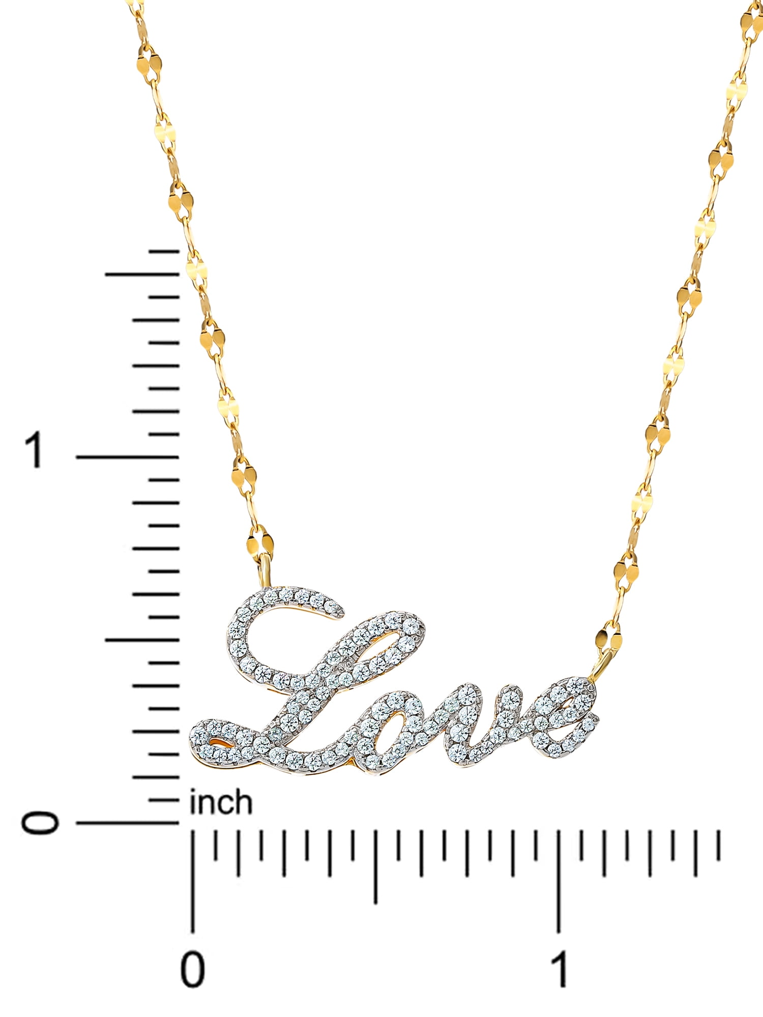Brilliance Fine Jewelry, Women's Sterling Silver, 14kt Gold Plated Diamond Love Necklace, 18" Chain