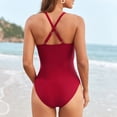thumbnail image 4 of Yammkia Swim Suits for Women Womens One Piece Swimsuit Retro Tummy Control Bathing Suits Ruched Modest Full Coverage Swimwear(Red,S), 4 of 7